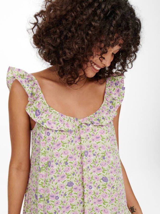 Only Midi jurk ruches bandjes