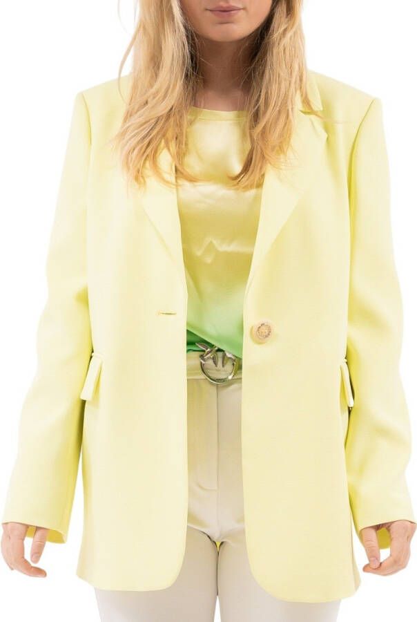 pinko Blazer met enkele rij knopen in crêpe stretch , Geel, Dames