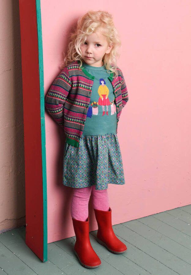 Room Seven Oilily Tatty jersey dress 65 top placement girl with flower skirt beads