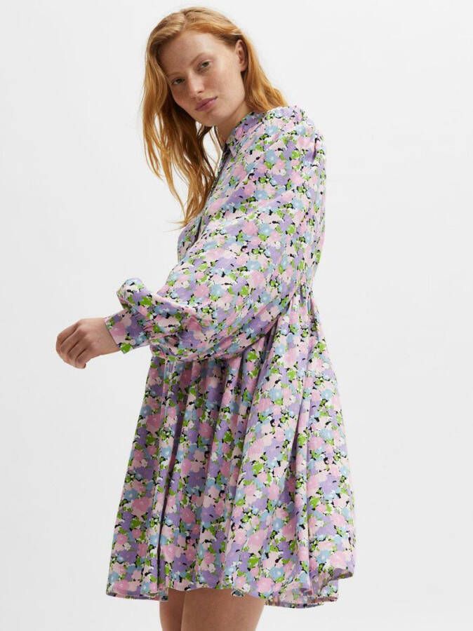 Selected Femme Judita LS Short Shirt Dress , Paars, Dames