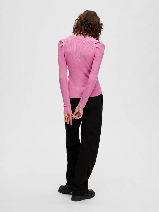 Selected Femme Tops Isla Longsleeve Knit O Neck Paars