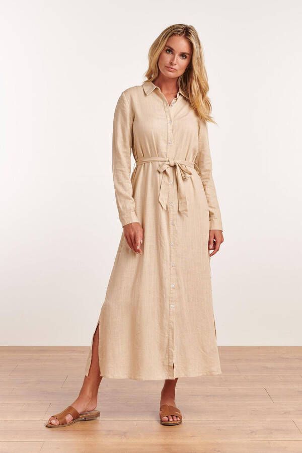 Smashed Lemon maxi blousejurk Scarlet met ceintuur zand