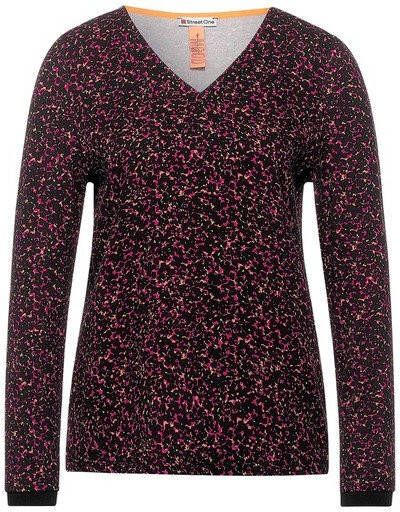 Street One top met all over print fuchsia/zwart/oranje