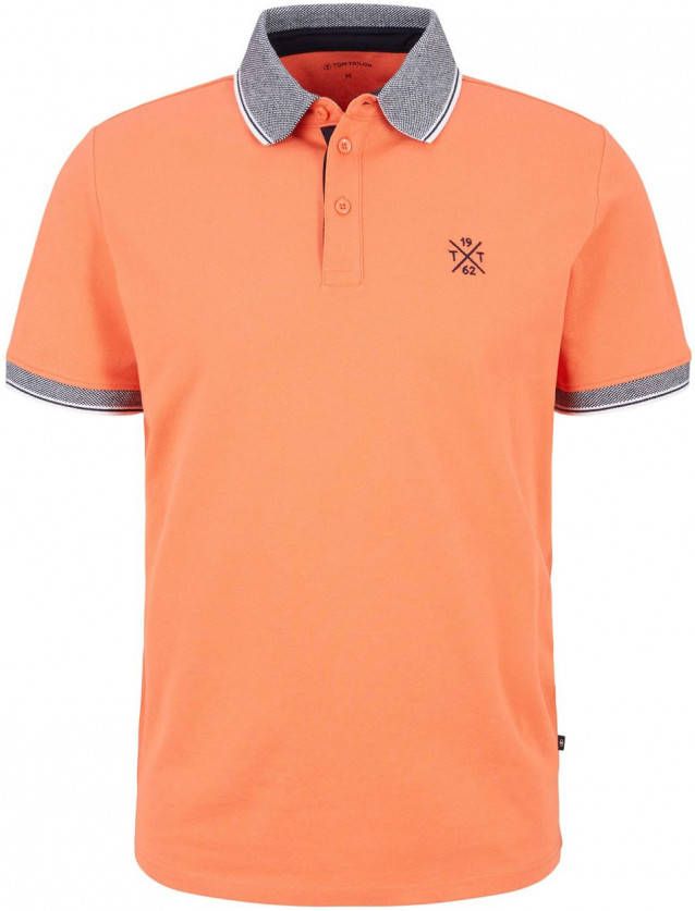 Tom Tailor regular fit polo met contrastbies soft peach orange