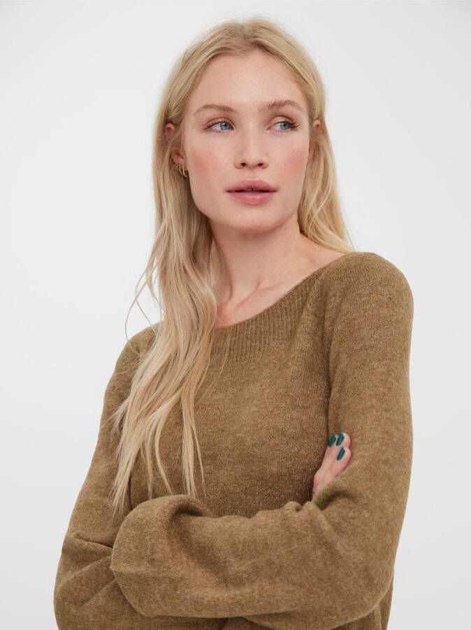 Vero Moda Gebreide jurk lange ballonmouwen boothals