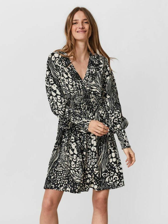 VERO MODA A lijn jurk VMCAIA van gerecycled polyester zwart/ecru