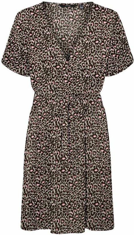 VERO MODA wikkeljurk VMSAGA van gerecycled polyester zand/zwart/roze