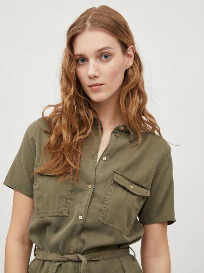 VILA blousejurk VIBISTA met ceintuur groen