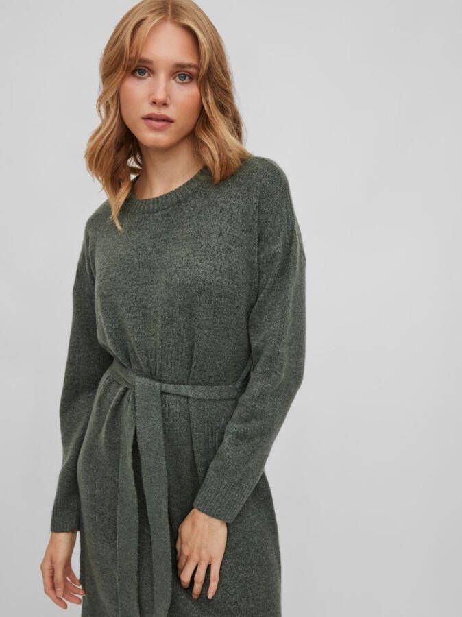 Vila Gebreide jurk knoopriem in de taille