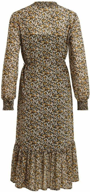 VILA midi jurk Fimi met all over print en volant zwart/multi