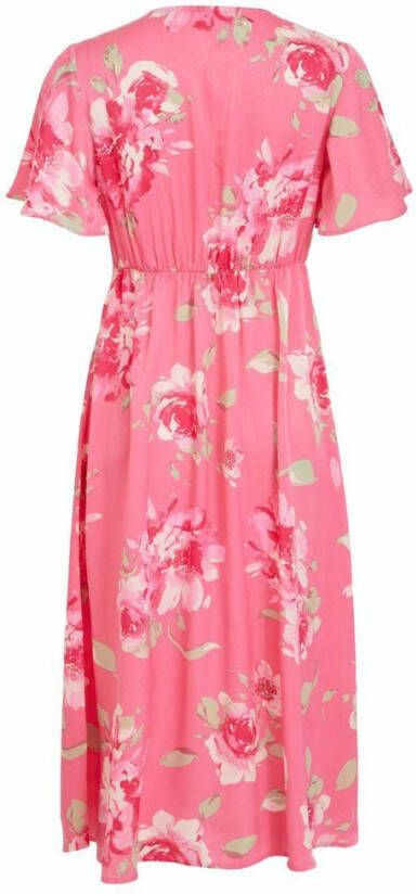 VILA gebloemde maxi jurk VIALBERTE van gerecycled polyester roze/groen