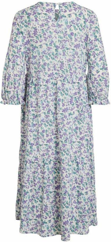 Vila Midi jurk bloemen 3/4 mouwen