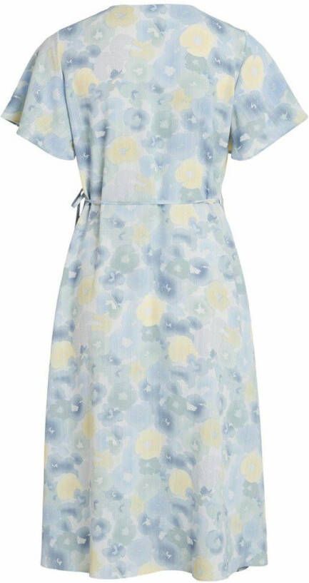 VILA wikkeljurk VILOVIE met all over print lichtblauw/geel