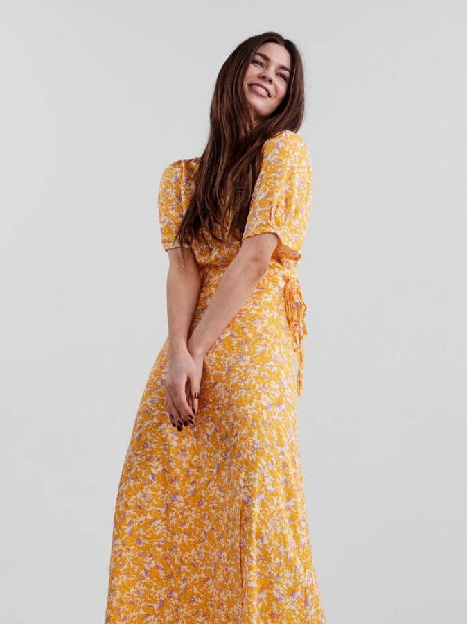 Y.A.S Yasdomilla Long Wrap Dress , Geel, Dames