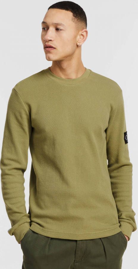 Calvin Klein Shirt met lange mouwen MONOGRAM BADGE WAFFLE LS TEE