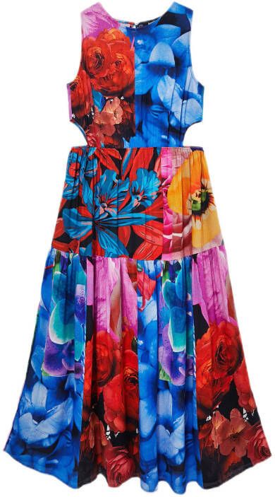 Desigual gebloemde maxi jurk rood/blauw/roze