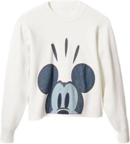 Desigual Mickey Mouse trui met printopdruk ecru/blauw