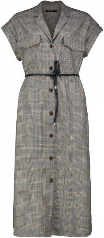 Expresso geruite blousejurk van gerecycled polyester bruin/zwart/wit