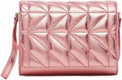 Mango Claires crossbodytas met quilt patroon en metallic finish