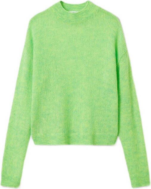 Mango Rene cropped grofgebreide pullover met gemê, leerd dessin