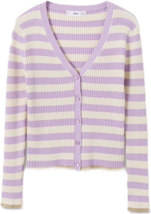 Mango Croch cropped ribgebreid vest met streepprint