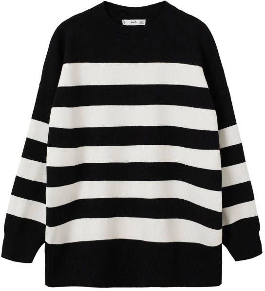 Mango Lotus oversized fijngebreide tui met streepprint