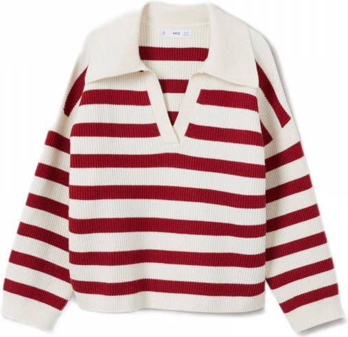 Mango Robin ribgebreide trui met streepprint