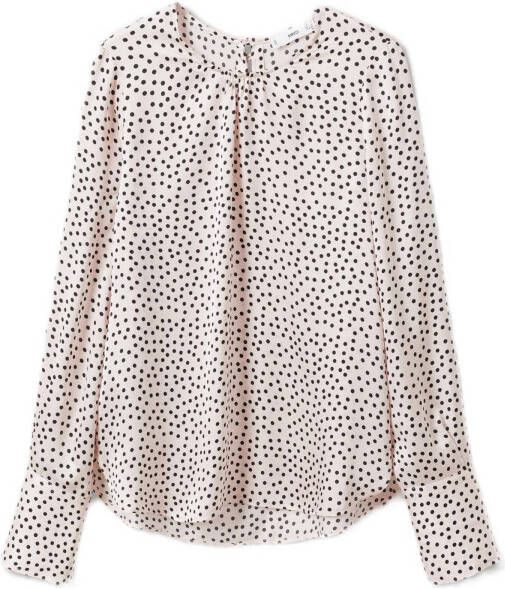 Mango geweven top met stippen en open detail rosé