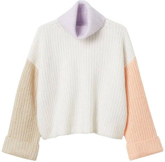 Mango Chaco fijngebreide coltrui met colourblocking