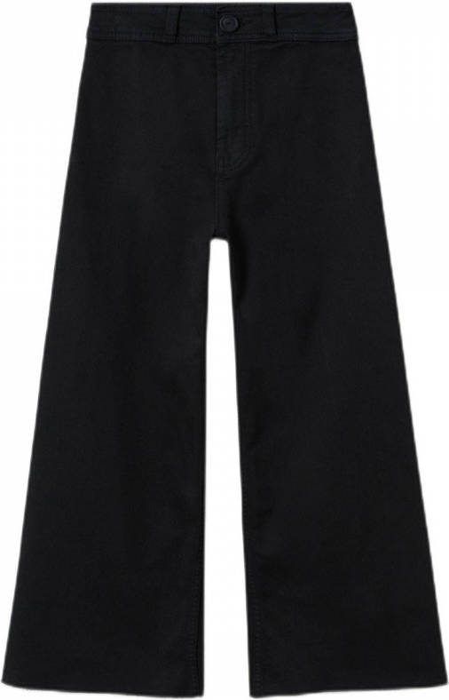 Mango Kids cropped high waist wide leg jeans black denim
