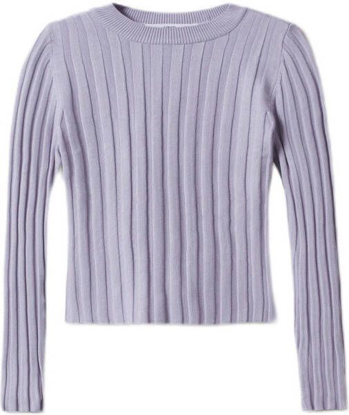 Mango Pegasus ribgebreide top met rijg en cut out detail