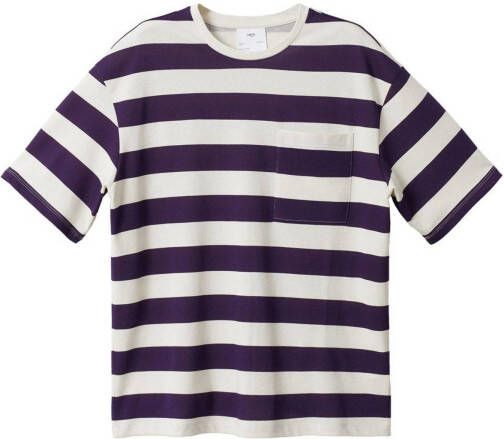 Mango Man gestreept regular fit T shirt middenpaars