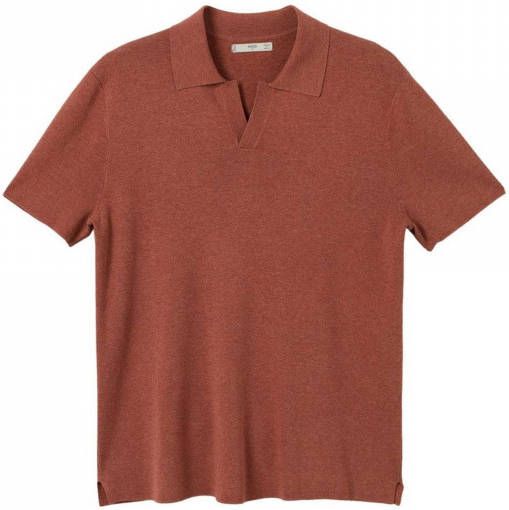 Mango Lino regular fit fijngebreide polo in linnenblend