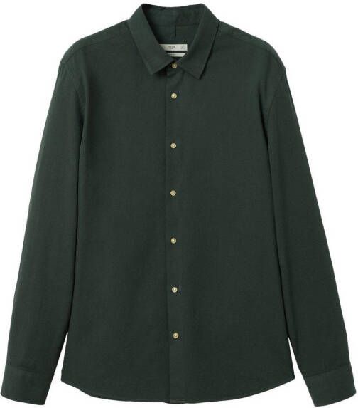 mango man Katoenen slim fit overhemd met structuur