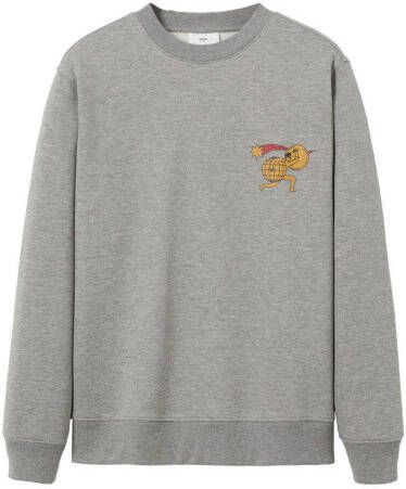 Mango Man sweater met printopdruk middengrijs