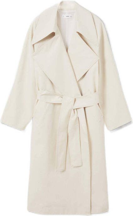 Mango Mint trenchcoat met steekzakken en strikceintuur