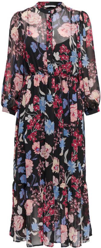 ONLY gebloemde semi transparante jurk ONLHANNA zwart/rood/roze/blauw