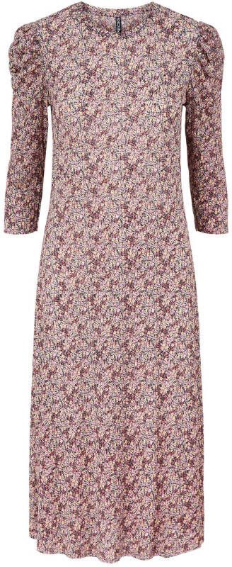 PIECES gebloemde maxi jurk PCGWENA roze/zwart/lichtgeel