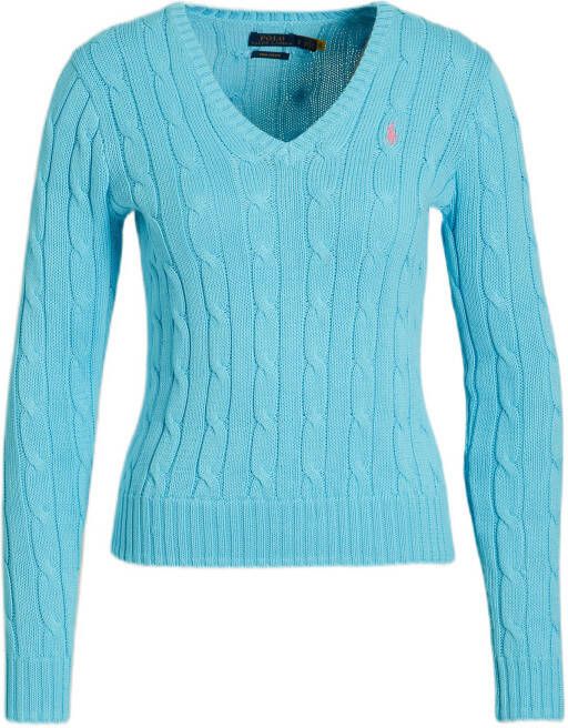 POLO Ralph Lauren gehaakte trui met borduursels french turquoise
