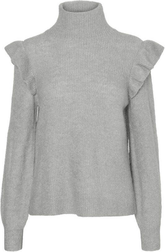 VERO MODA fijngebreide trui VMKAIA grijs