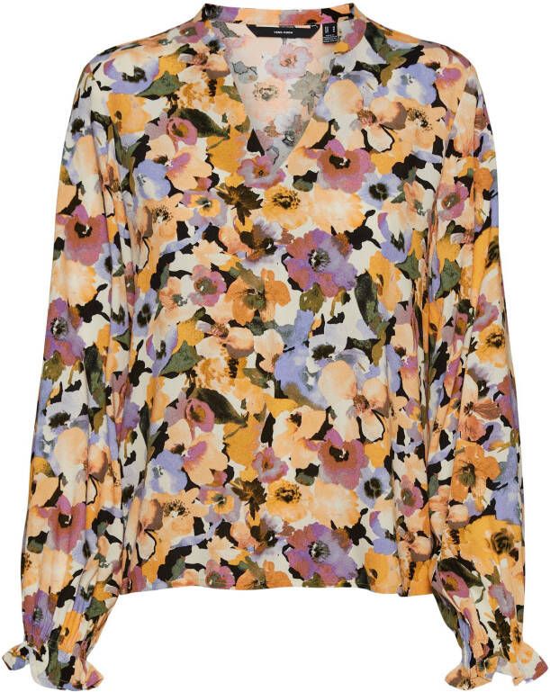 VERO MODA gebloemde top VMANNA geel/multi