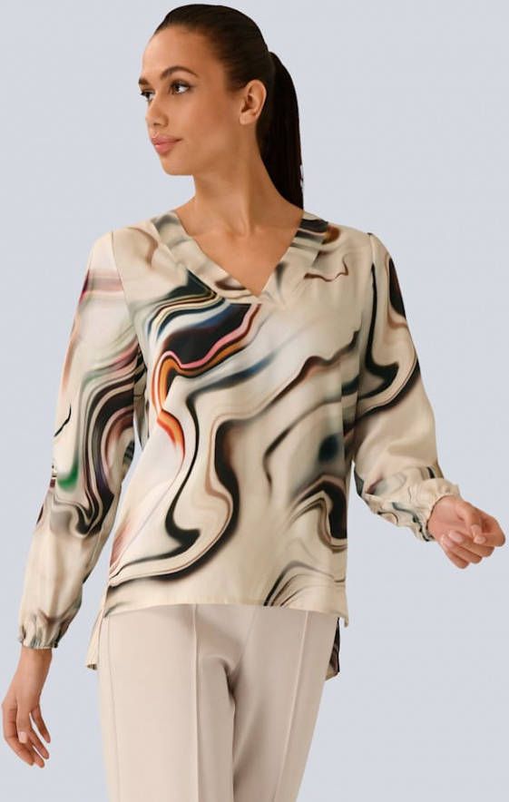 alba moda Blouse met modieuze print rondom Beige/Bruin/Oranje