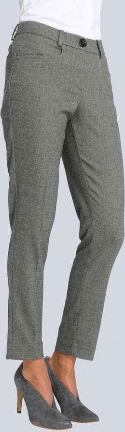 alba moda Broek met persvouwen Antraciet/Ecru