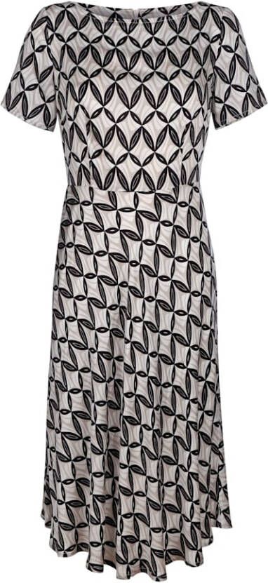 alba moda Midi jurk met grafisch dessin Taupe/Zwart/Offwhite