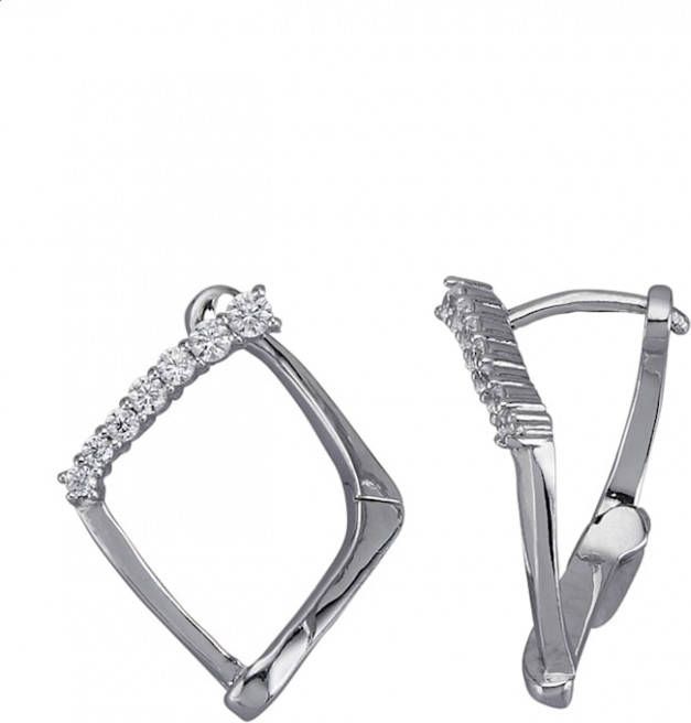 AMY VERMONT Creolen met synth. zirkonia's Zilverkleur