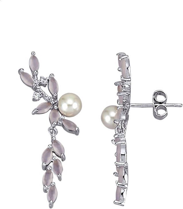 AMY VERMONT Oorbellen met cultivé zoetwaterparels Zilverkleur