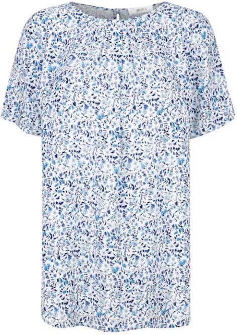 MONA Blouse met bloemenprint Blauw/Turquoise