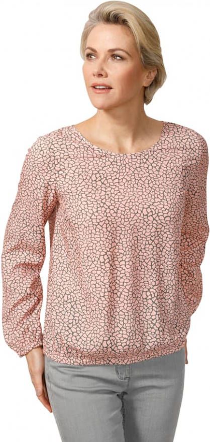 MONA Blouse van zuivere viscose Zalm/Grijs