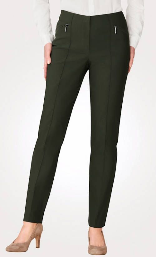 MONA Broek met ritszakken Olijf