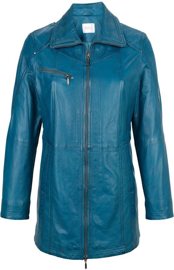 MONA Leren jasje van echt lamsnappa Turquoise